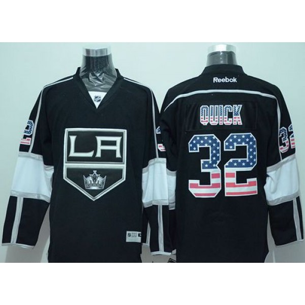 Kings #32 Jonathan Quick Black USA Flag Fashion Stitched Jersey