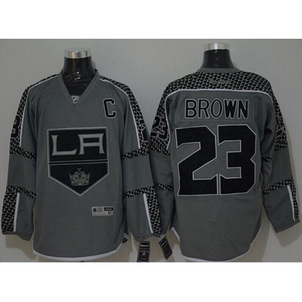 Kings #23 Dustin Brown Charcoal Cross Check Fashion Stitched Jersey
