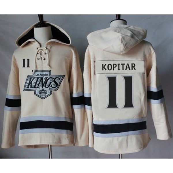 Kings #11 Anze Kopitar Cream Sawyer Hooded Sweatshirt Stitched Jersey