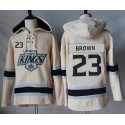 Kings #23 Dustin Brown Cream Sawyer Hooded Sweatshirt Stitched Jersey