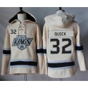 Kings #32 Jonathan Quick Cream Sawyer Hooded Sweatshirt Stitched Jersey