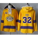 Kings #32 Jonathan Quick Gold Sawyer Hooded Sweatshirt Stitched Jersey