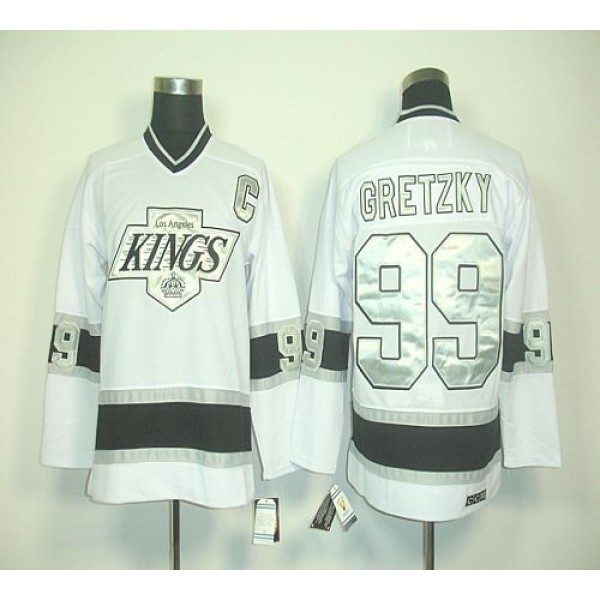 Kings #99 Wayne Gretzky White CCM Throwback Stitched Jersey