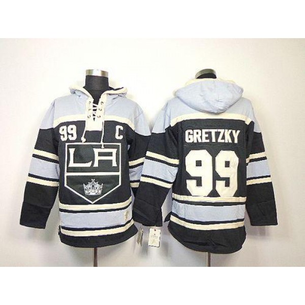 Kings #99 Wayne Gretzky Black Sawyer Hooded Sweatshirt Stitched Jersey
