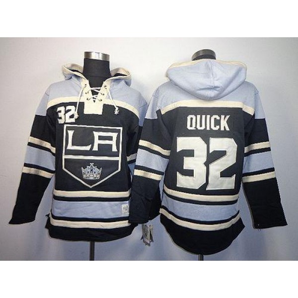 Kings #32 Jonathan Quick Black Sawyer Hooded Sweatshirt Stitched Jersey