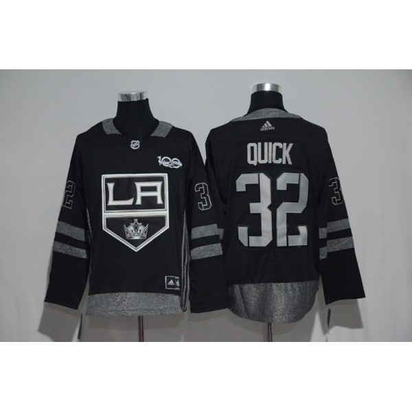 Los Angeles Kings #32 Jonathan Quick Black 1917-2017 100th Anniversary Stitched Jersey