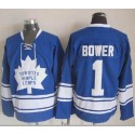 Maple Leafs #1 Johnny Bower Blue CCM Throwback Stitched Jersey