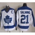 Maple Leafs #21 Borje Salming White Blue CCM Throwback Stitched Jersey