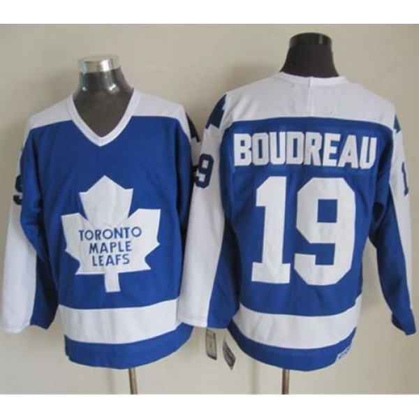 Maple Leafs #19 Bruce Boudreau Blue White CCM Throwback Stitched Jersey