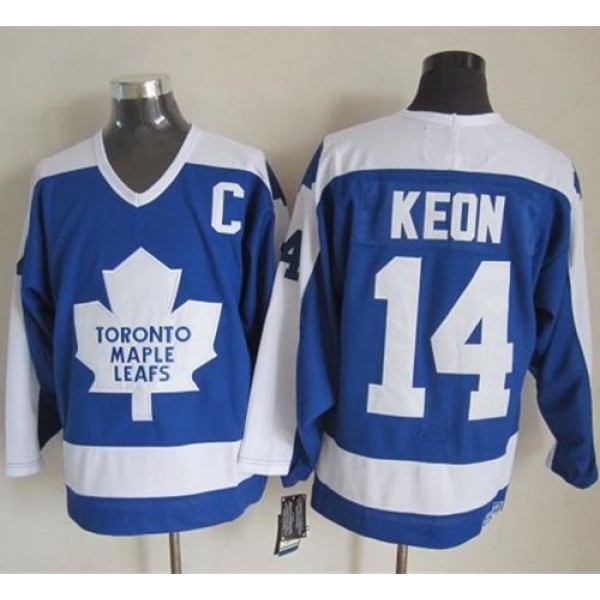 Maple Leafs #14 Dave Keon Blue White CCM Throwback Stitched Jersey