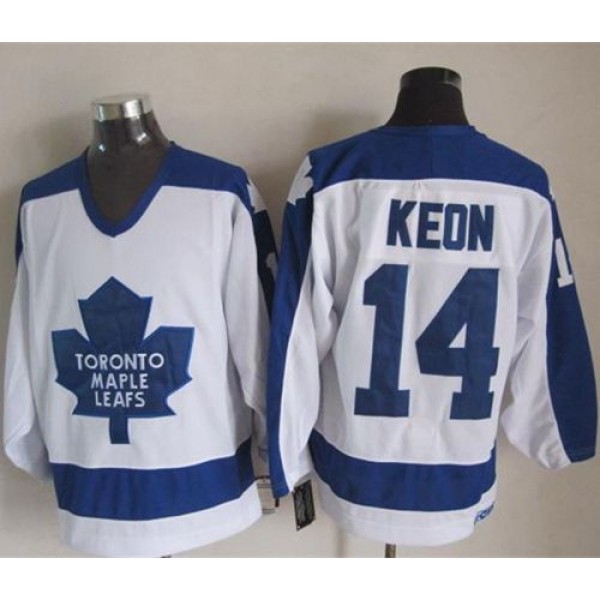 Maple Leafs #14 Dave Keon White Blue CCM Throwback Stitched Jersey