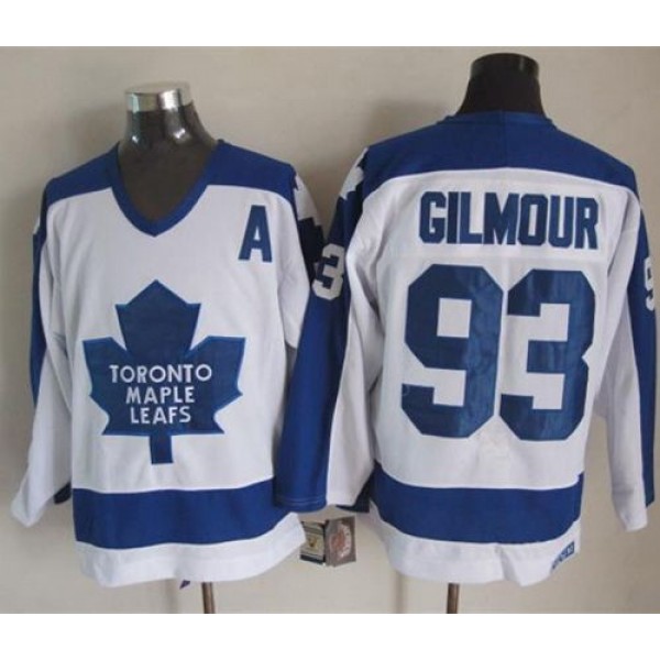 Maple Leafs #93 Doug Gilmour White Blue CCM Throwback Stitched Jersey