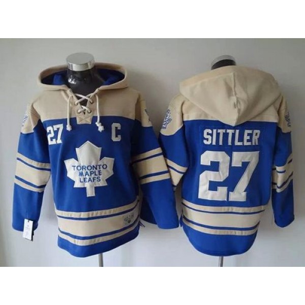 Maple Leafs #27 Darryl Sittler Blue Sawyer Hooded Sweatshirt Stitched Jersey