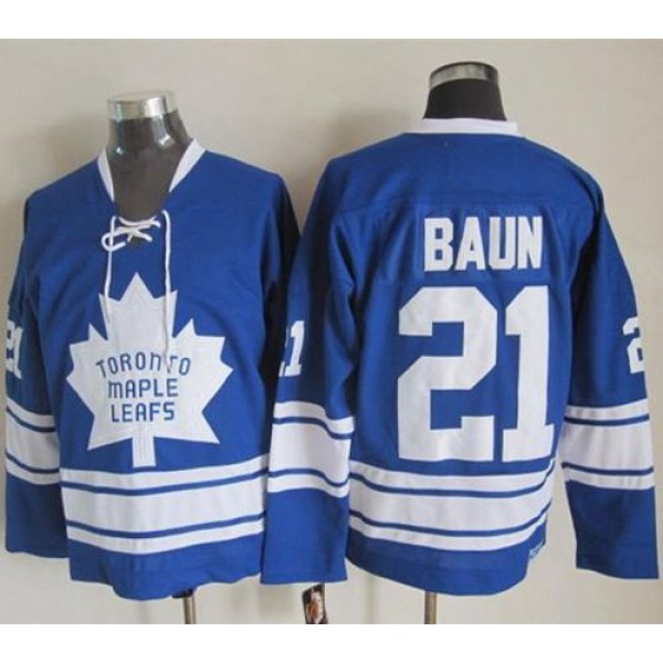 Maple Leafs #21 Bobby Baun Blue CCM Throwback Third Stitched Jersey