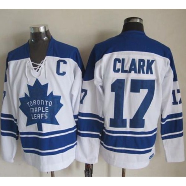 Maple Leafs #17 Wendel Clark White CCM Throwback Third Stitched Jersey