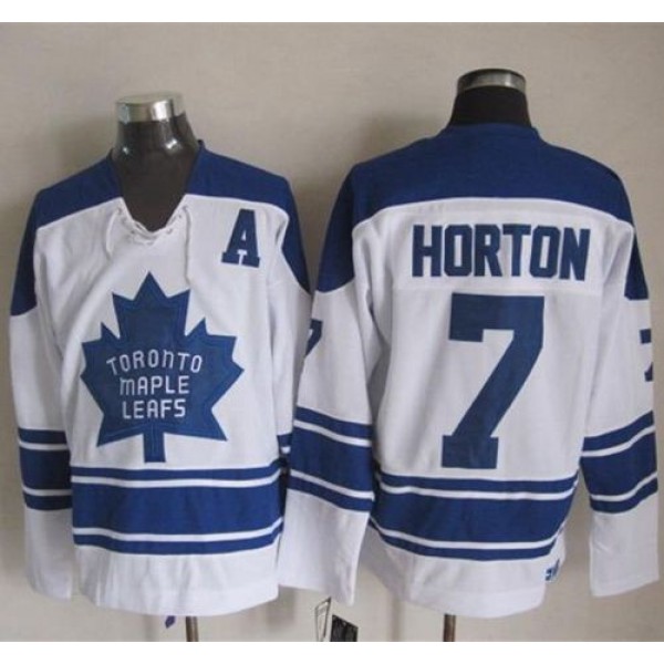 Maple Leafs #7 Tim Horton White CCM Throwback Third Stitched Jersey