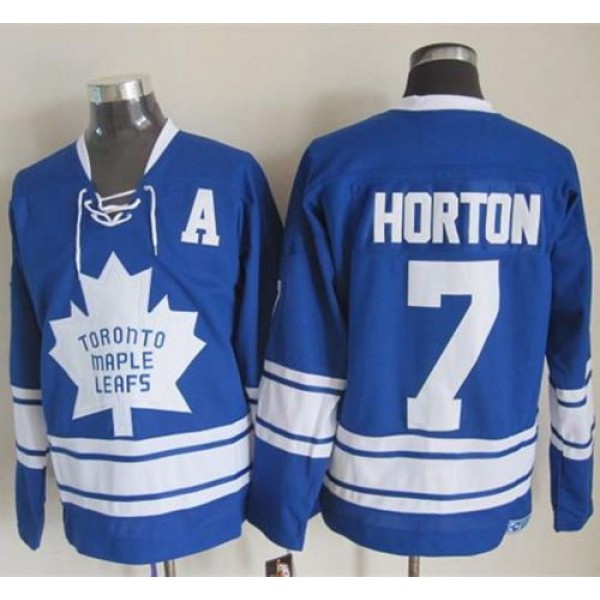 Maple Leafs #7 Tim Horton Blue CCM Throwback Third Stitched Jersey