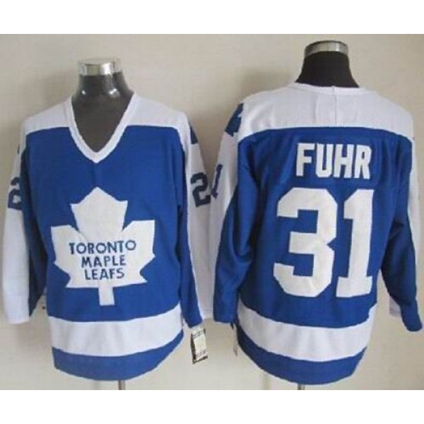 Maple Leafs #31 Grant Fuhr Blue White CCM Throwback Stitched Jersey