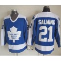 Maple Leafs #21 Borje Salming Blue White CCM Throwback Stitched Jersey