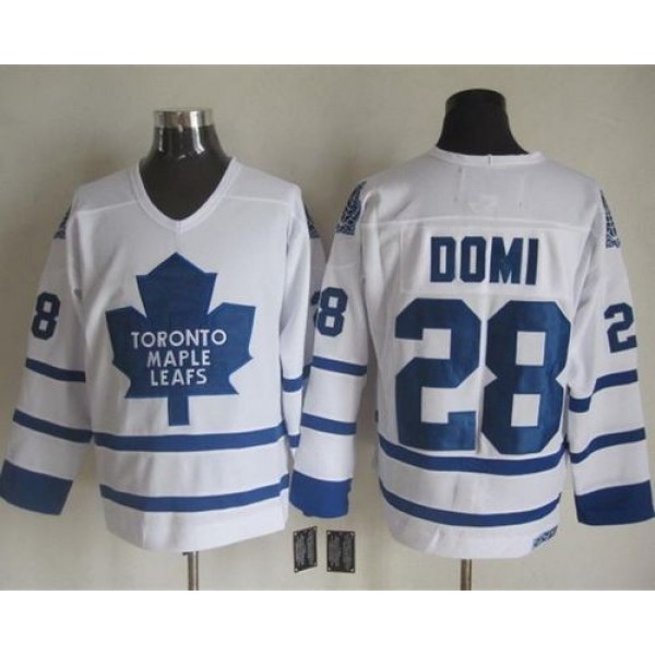 Maple Leafs #28 Tie Domi White CCM Throwback Stitched Jersey