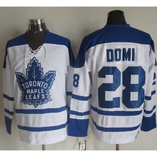 Maple Leafs #28 Tie Domi White CCM Throwback Winter Classic Stitched Jersey