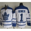 Maple Leafs #1 Johnny Bower White CCM Throwback Winter Classic Stitched Jersey