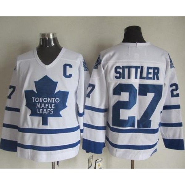 Maple Leafs #27 Darryl Sittler White CCM Throwback Stitched Jersey