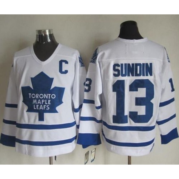 Maple Leafs #13 Mats Sundin White CCM Throwback Stitched Jersey