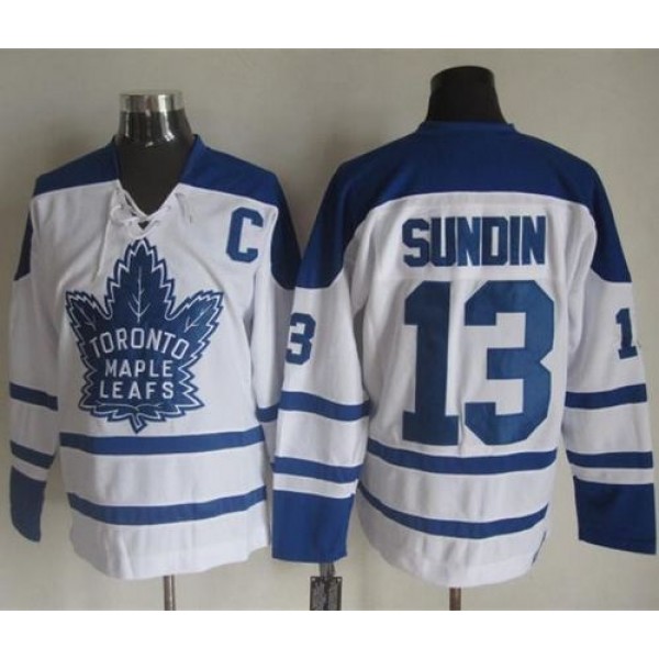 Maple Leafs #13 Mats Sundin White CCM Throwback Winter Classic Stitched Jersey