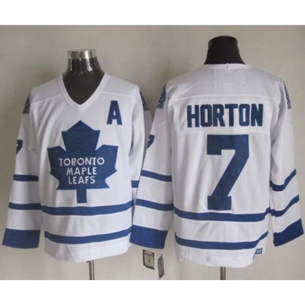 Maple Leafs #7 Tim Horton White CCM Throwback Stitched Jersey