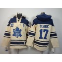 Maple Leafs #17 Wendel Clark Cream Sawyer Hooded Sweatshirt Stitched Jersey