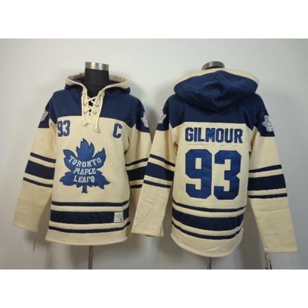 Maple Leafs #93 Doug Gilmour Cream Sawyer Hooded Sweatshirt Stitched Jersey