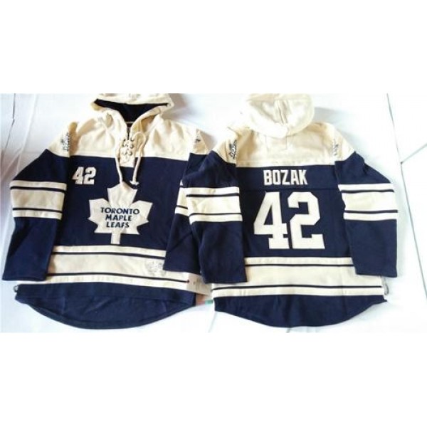 Maple Leafs #42 Tyler Bozak Blue Sawyer Hooded Sweatshirt Stitched Jersey