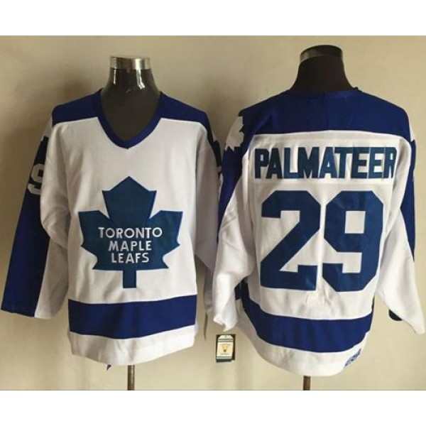 Maple Leafs #29 Mike Palmateer White Blue CCM Throwback Stitched Jersey