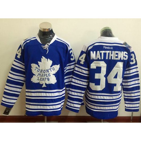 Maple Leafs #34 Auston Matthews Blue 2014 Winter Classic Stitched Jersey