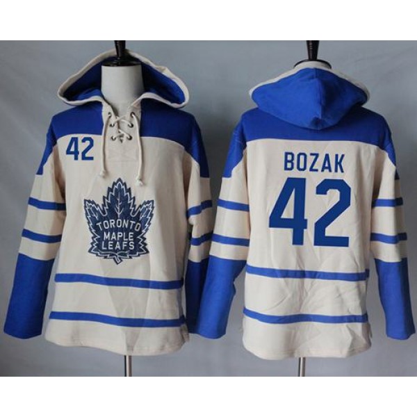 Maple Leafs #42 Tyler Bozak Cream Sawyer Hooded Sweatshirt Stitched Jersey