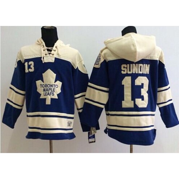 Maple Leafs #13 Mats Sundin Blue Sawyer Hooded Sweatshirt Stitched Jersey