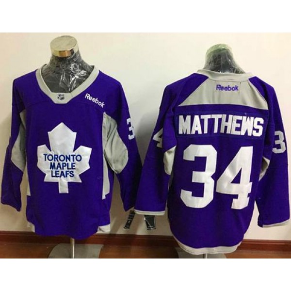 Maple Leafs #34 Auston Matthews Purple Practice Stitched Jersey