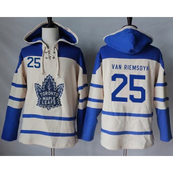 Maple Leafs #25 James Van Riemsdyk Cream Sawyer Hooded Sweatshirt Stitched Jersey