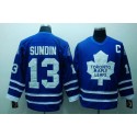 Maple Leafs #13 Mats Sundin Stitched Blue CCM Throwback Jersey