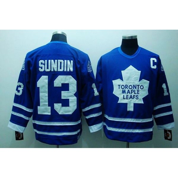 Maple Leafs #13 Mats Sundin Stitched Blue CCM Throwback Jersey