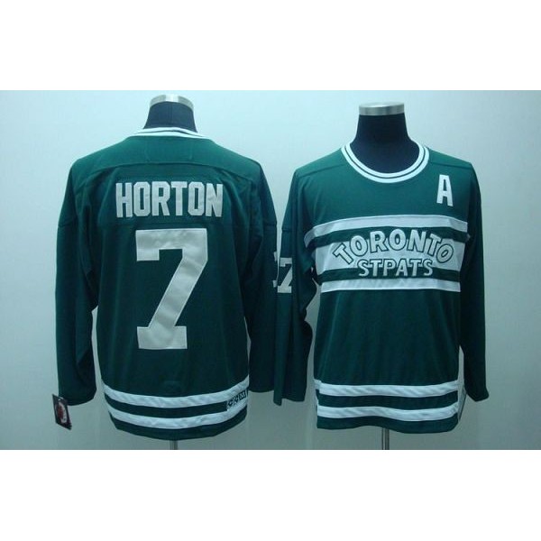 Maple Leafs #7 Tim Horton Stitched Greem CCM Throwback Jersey
