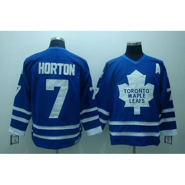 Maple Leafs #7 Tim Horton Stitched Blue CCM Throwback Jersey