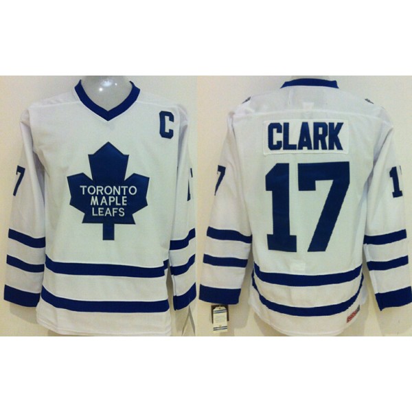 Maple Leafs #17 Wendel Clark White CCM Throwback Stitched Jersey