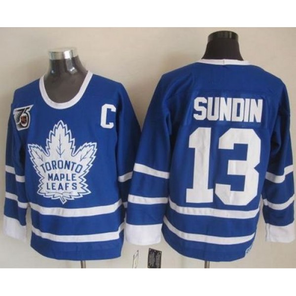 Maple Leafs #13 Mats Sundin Blue 75th CCM Throwback Stitched Jersey