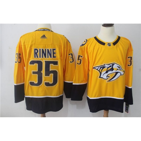 Nashville Predators #35 Pekka Rinne Yellow Stitched Adidas Jersey