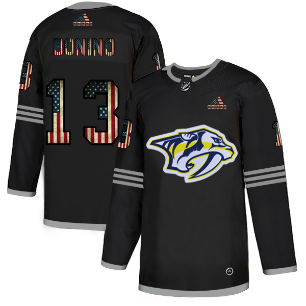 Nashville Predators #13 Nick Bonino Grey USA Flag Stitched Jersey