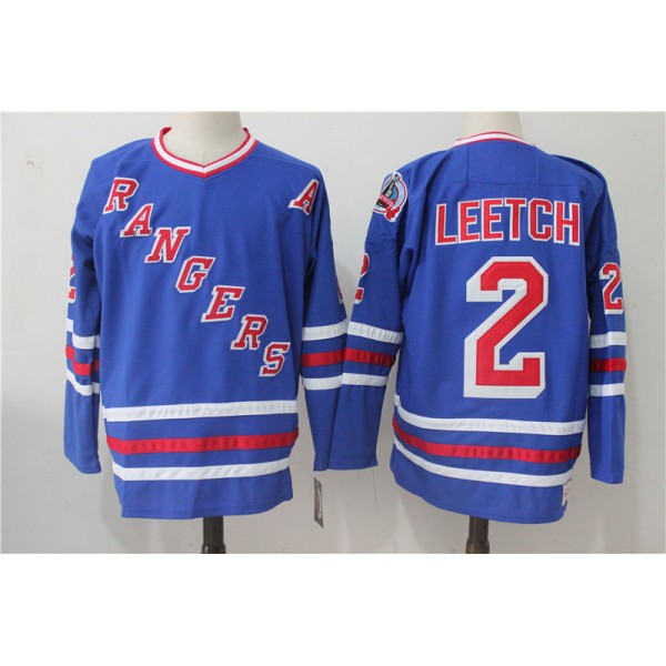 New York Rangers #2 Brian Leetch Royal Throwback CCM Stitched Jersey