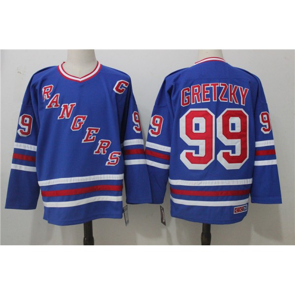 New York Rangers #99 Wayne Gretzky Royal Throwback CCM Stitched Jersey