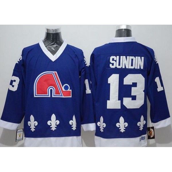 Nordiques #13 Mats Sundin Blue CCM Throwback Stitched Jersey